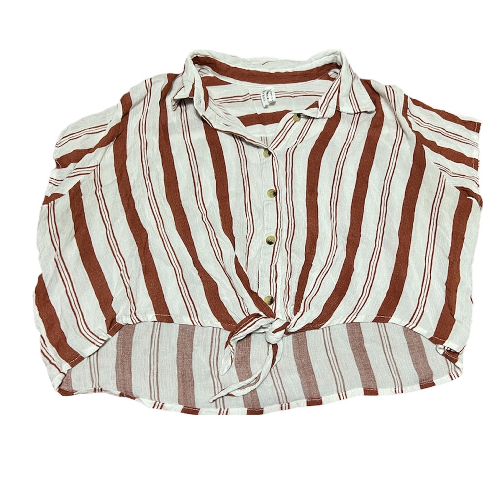 Live 4 Truth Stripped Button-Up Cropped Top w/ Tie in the Front